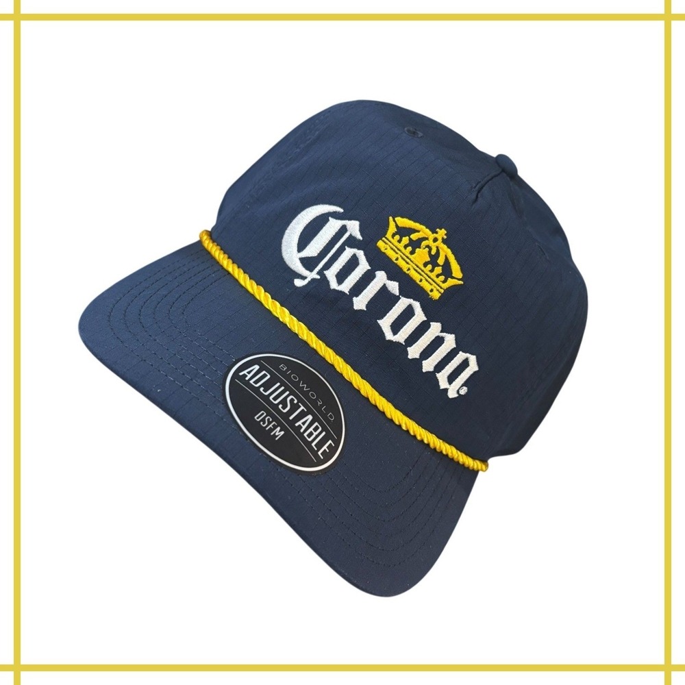 CORONA Beer Navy Blue Ripstop Rope Snapback Hat Adjustable OSFM BIOWORLD NEW